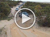 Wiskey Girl & Wilson drive over a Wyperfeld sand dune