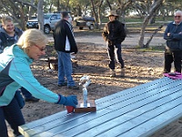 Mr Hook tries to warm up after minus 4 overnight at Lake Albacutya