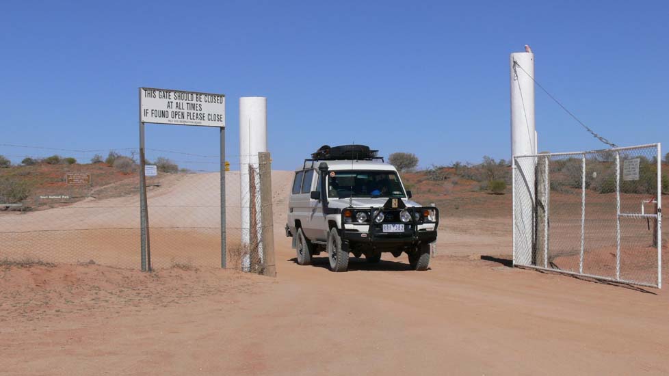 02-Crossing the border fence at Cameron Corner