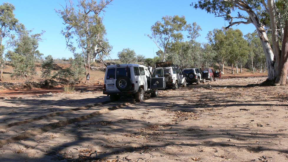 26-Convoy makes tracks in the soft sand of the Hale river bed
