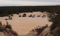 Convoy ready to climb the Ross Springs dune
