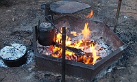 Camp oven cooking at Red Bluff Reserve