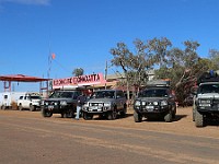 Convoy arrives at the Pink Roadhouse in Oodnadatta