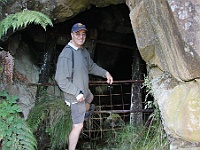Laurie checks out the old copper mine at Coopers Creek