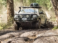 Dippa heads through Lower Block Track bog hole
