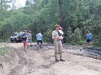 Heidi films 4WDs driving through the bog hole with her Quadcopter